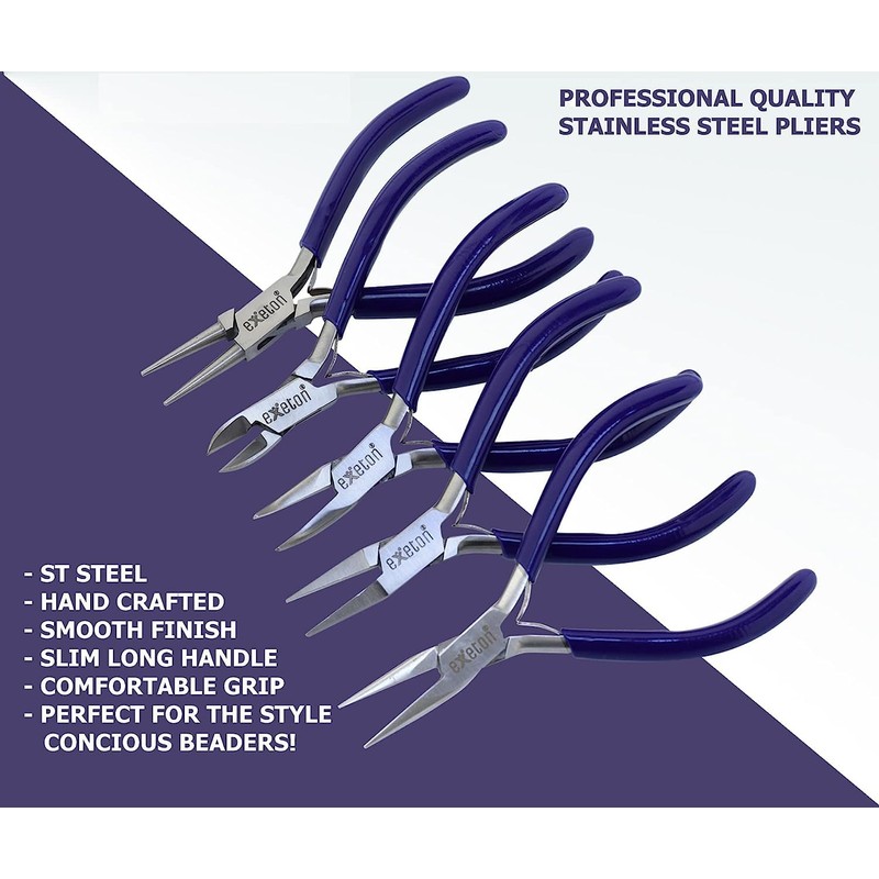 Exeton Jewelry Pliers, Exeton Set of 5 Professional Jewelry Making