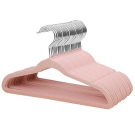 ManGotree 13.8 Inch Premium Kids Velvet Hangers, Ultra-Thin Children's Clothes Hangers with 360° Swivel Hook, Non-Slip Felt Hangers for Youth, Sturdy (32 Pack, Pink)