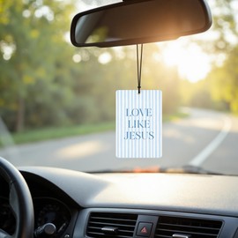 DEQSX Blue Preppy Christian Car Air Freshener 4 Pcs, Coquette Blue Bow Inspirational Bible Verse Hanging Air Freshener for Cars Closet Drawer Books, Christian Girly Car Accessories for Women