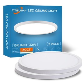 15.8 Inch Dimmable Large LED Flush Mount Ceiling Light 2 Pack, Low Profile Ceiling Light with 3 CCT (3000K/4000K/5000K), 5%-100% Dimming, Ultra-Thin 0.8", 32W 3200LM for Bedroom, Kitchen & Office