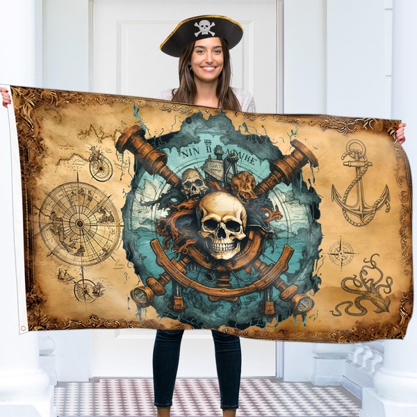 Pirate Flag 90 x 150 cm with Eyelets - Large