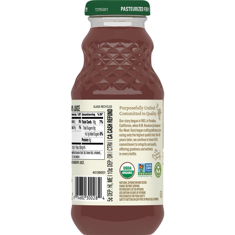 R.W. Knudsen Organic Just Cranberry Juice, 8 fl oz (12