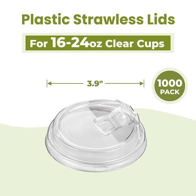 FMP Brands Strawless Lids for 16/20/24 oz Plastic Clear Cup
