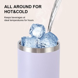 40oz Insulated Water Bottle with Straw Lid & Handle, Vacuum Stainless Steel Travel Mug Fits in Car Cup Holder for Hot and Cold Beverages Travel Friendly Durable Leak Proof (Lavender)