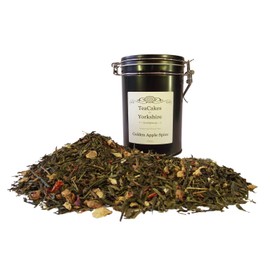 Golden Apple Spice Green Tea Gift Caddy 100g Airseal Loose Leaf Tea by TeaCakes of Yorkshire.
