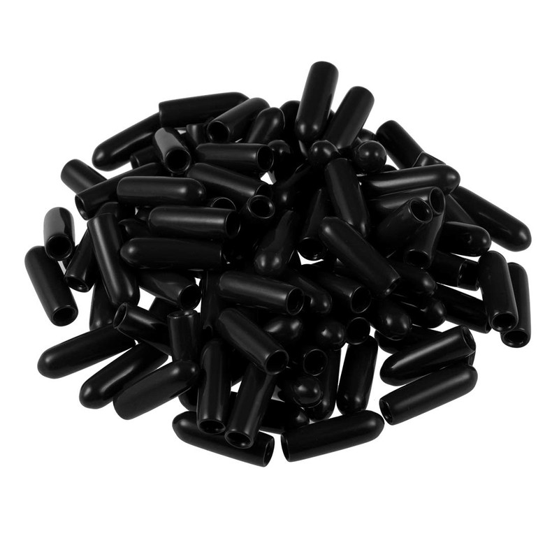 sourcing map 200pcs Rubber End Caps 1/8"(3mm) ID Vinyl Round