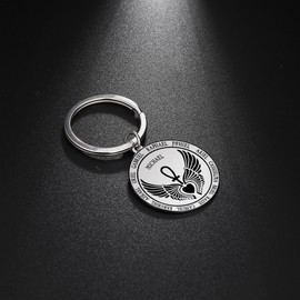 EUEAVAN St Michael Archangels Wing Necklace for Men Saint Michael Pendant Guardian Angel Archangels Medallion Keychain Sacred Ankh Amulet Catholic Christian Gifts Women (St Michael keychain silver 2)