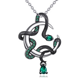 VONALA Snake Moon Necklace 925 Sterling Silver Dainty Animal Necklace Snake Jewelry Gifts for Women Men