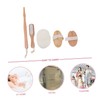 Mikinona Shower Brush Set 4pc Bamboo Foot Brush Kit Handle