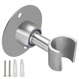 BokWin Stainless Steel Shower Head Holder, 360° Adjustable Handheld Bathroom Shower Head Bracket, Metal Shower Spray Holder Wall Mount, Brushed SUS 304 Steel Holder (Screw Installation)