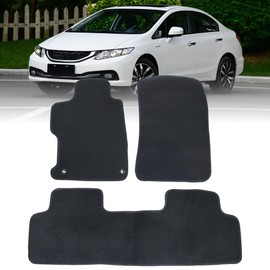 GXARTS 4 PCS Both Front and Rear Velour Replacement Floor Mats Carpet Black Compatible with Honda Civic 2012 2013 2014 2015 Anti- Slip