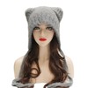 ZLYC Ladies Beanie Hat, Bear Ears Grey