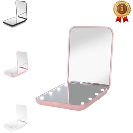 Portable LED Makeup Mirror, Porket Mirror with 1x/3x Magnification, Double-sided Mirrior, Handheld Cosmetic Mirror Gift for Girl, Women, Wife, Black Friday Deals - Color: PINK