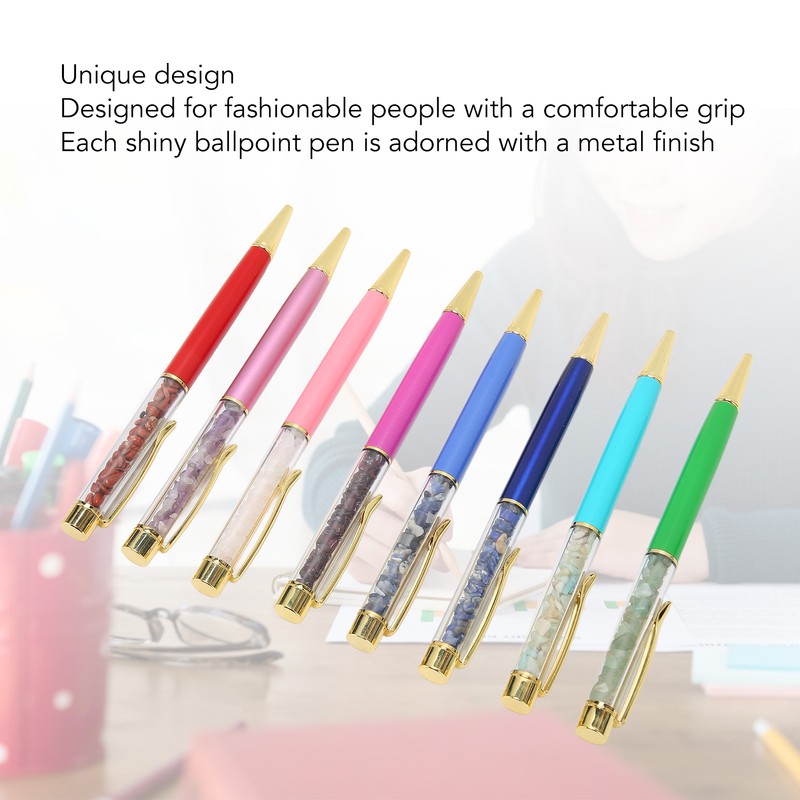 8PCS Crystal Ballpoint Pen Fashionable Colorful Bling Crystal Pens for