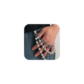 Pants Chain for Men Women Wallet Chain Rhinestone Waist Chain Hipster Street Jeans Chain Silver keychain Pocket Bag Accessories Trendy Body Jewelry (White01)