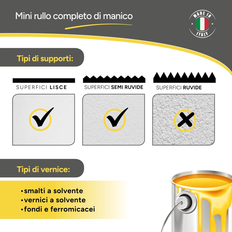 Boldrini Mini Nylon 6mm Roller Ideal for Varnishes and Solvent