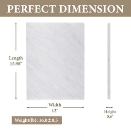 Koville Italian Natural Marble Cutting Board for Kitchen, 12x8inch Hand Crafted Marble Slab for Cheese, Charcuterie, Pastry Board - Wedding Gift, House Warming Gift(Bianco Carrara)