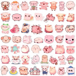 Small Pig Sticker Set 50 Pieces Cute Decoration for Car Laptop Skateboard Bicycle Moped Motorcycle Bicycle Computer Suitable for Adults Children