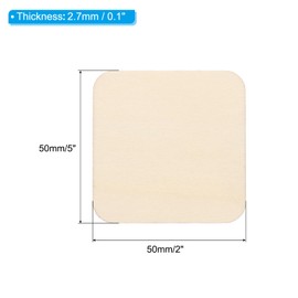 PATIKIL 50mm Wood Pieces, 160Pcs Unfinished Square Wood Shapes Blank Wooden Cutouts Natural Ornaments for DIY Project Photo Coaster Wall Tiles