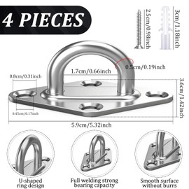 Augplatte Edelstahl,M5 Augplatte mit Öse,10 Stück Rhombic Pad Ösenplatte mit Schrauben,Befestigungshaken für Aufhängen von Gegenständen,Deckenöse mit Platte Halterung für Bootsdeck Sonnensegel