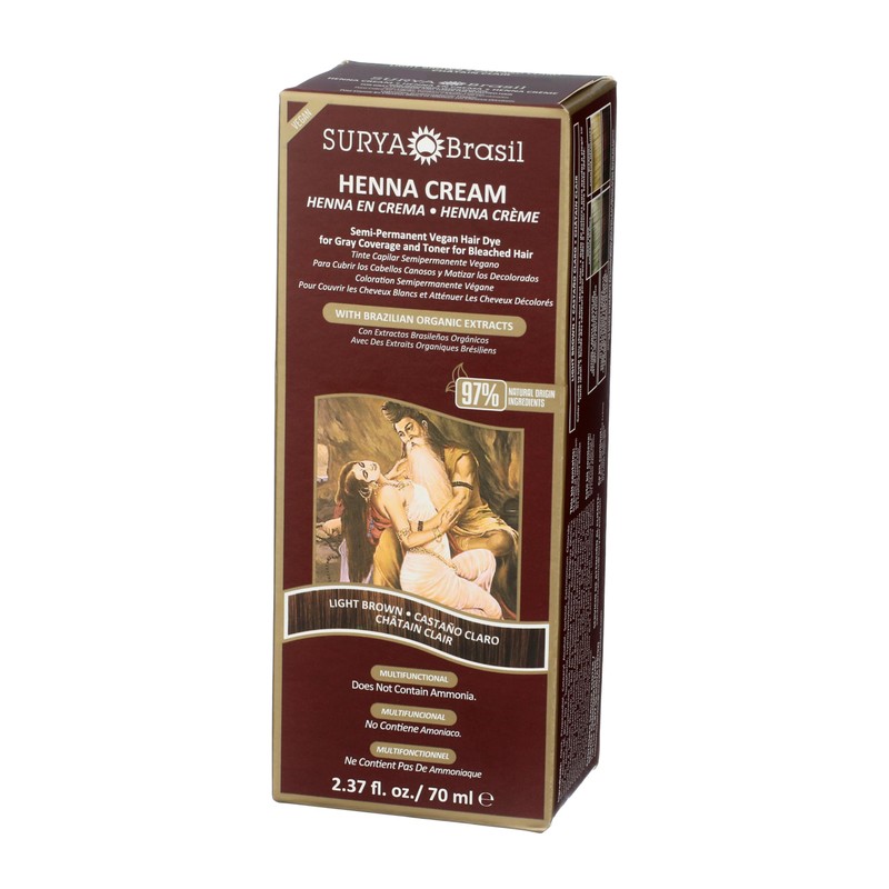 Surya Brasil Henna Cream Light Brown - 97% Natural Ingredients,