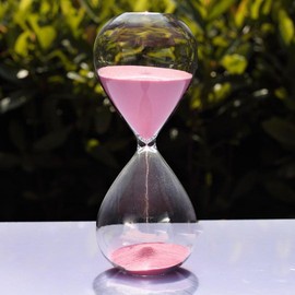 Large Fashion Colorful Sand Glass Sandglass Hourglass Timer Clear Smooth Glass Measures Home Desk Decor Xmas Birthday Gift (10 Minutes, Pink)