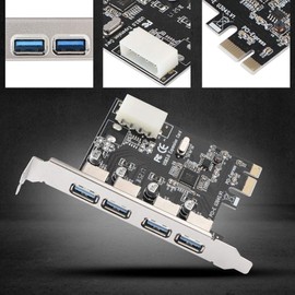 Multibao PCIE USB 3.0 Card, 4 Ports PCI-E to USB 3.0 Expansion Card Interface USB 3.0 4-Port Express Card Desktop Compatible with Windows XP/7/8/10, Mini USB PCIe Card Hub Controller Adapter