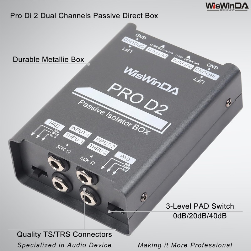 WisWinDa Pro Di-2 Passive Stereo Direct Box With 3-Level PAD