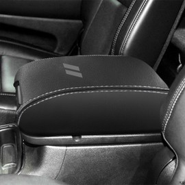 YOSRTER for Dodge Durango Accessories 2011-2018 2019 2020 Center Console Armrest Cover Interior Box Anti-Scratch Leather Central Armrest Decoration (Gray Stitches