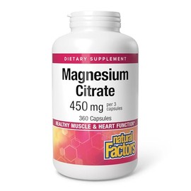 Natural Factors Magnesium Citrate Supports Muscle Heart Function 360 Capsules