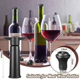 20 Pieces Wine Saver Pump with Vacuum Wine Stopper Reusable Wine Bottle Sealer Black Wine Keeper Preserver to Keep Wine Fresh Suitable for Most Wine Bottles
