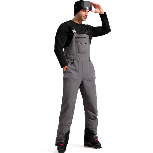 FREE SOLDIER Mens Snow Bibs Ski Pants Softshell Waterproof Insulated