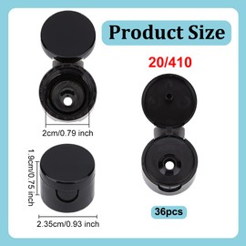OLYCRAFT 36pcs 20/410 Flip Top Dispensing Cap Black Replacement Condiment Caps Reusable Plastic Bottle Cap Flip Top Lids for Shampoo Moisturizer Squeeze Bottles Dispensing Caps - Inner Diameter 20mm