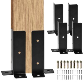 Adjustable Metal Deck Post Anchor, LAVANE Set of 4 Wood Fence Base Brackets Fit 1.5x1.5 / 2x2 / 2x4 / 4x4 inch Post, Reversible Heavy Duty Half Column Post Base for Pergola Railing Mailbox