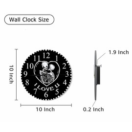KEEPSUPER Skull Kiss Wall Clock 10 Inch Battery Operated I Love U Clock Silent Non-Ticking Modern Clocks Decorative for Home Kitchen Living Room Bathroom Office