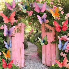 18 piezas de mariposa grande para decoración de fiesta, 2 tamaños, mariposa de papel | 3D Wall Decor Attractive Hanging Butterflies for Birthday Baby 
