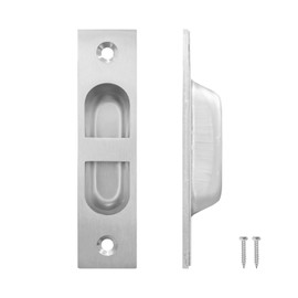 Fihatokus 4 Inch Pocket Door Edge Pull, 304 Stainless Steel Flush Edge Handle，Pocket Door Hardware,Silver-1 Pack