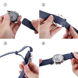 BINLUN Leather Watch Band Crazy Horse Oiled Leather Watch Straps 18mm 19mm 20mm 21mm 22mm 24mm Replacement One-Piece Watchbands for Men and Women Silver & Black Buckle