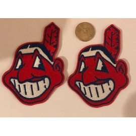 2-Cleveland Indians embroidered iron on patches Vintage Look! 4”x 3” Nice!