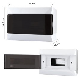 Lion Electric Surface-Mounted Power Box, 9 Modules, 1-Row DIN Rail Housing for Wet Rooms and All Indoor Areas, Fuse Box with Transparent Door, IP40, Small Distributor for Surface Mounting