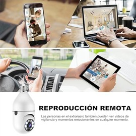 Camara de Seguridad Foco, 2 PCS camara de seguridad foco 360 , con E27 Enchufe de Luz. Foco con Camara de Seguridad WIFI, Visión Nocturna, Audio...   