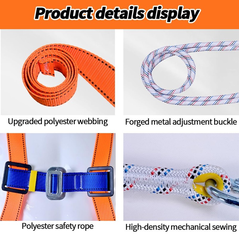 Full Body Safety Harness Fall Protection Kit with Dorsal D-Ring,