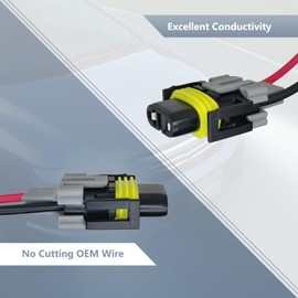 Sumjig 1 PC H11 Car Fog Light Wiring Harness Plug, DJ7028Y-2.8-21 IP20 Waterproof Two-pin Pigtail Adapter Multi-Purpose Connector, Car Light Bulb Replacement Accessories, Suitable for Cars (Black)