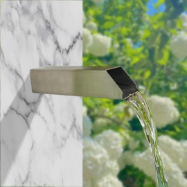 SUMGREEN 316 Stainless Steel 2 Inch Square Water Fountain Spout Scupper, Waterfall Spillway with Integrated Spray Baffle for Outdoor Landscape Decors, Pools, Ponds, Water Walls (Silver)