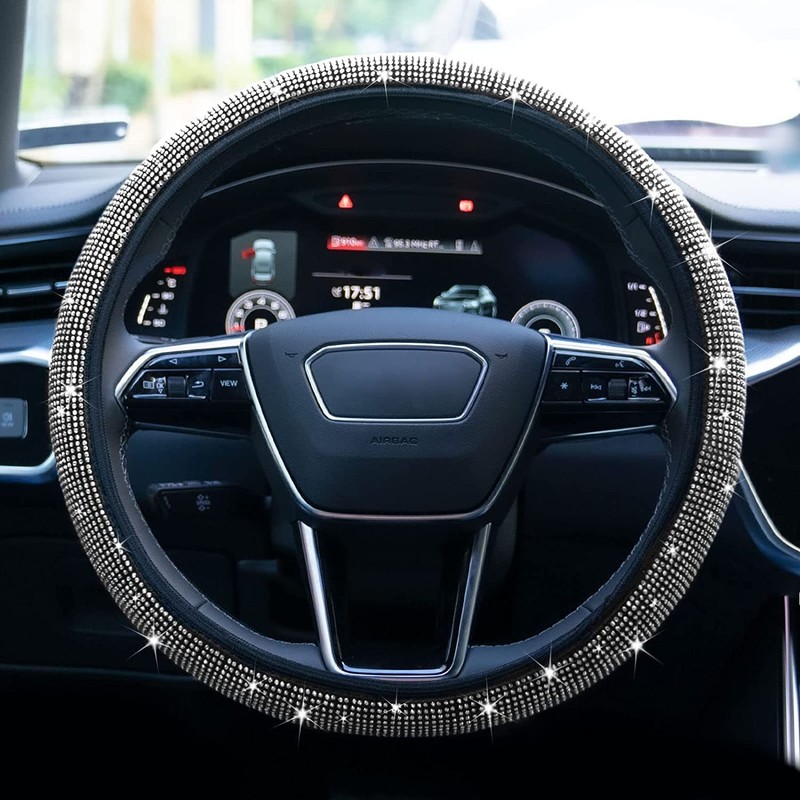 Limsas Bling Rhinestone Steering Wheel Cover with Crystal Diamond for