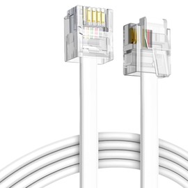 EZYUMM 15ft Telephone Extension Cord, Standard RJ11 Phone Cable for Home & Office, White (Compatible with Phone/Modem/Fax Machine)