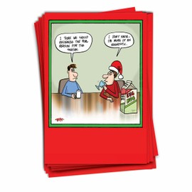 B1901 Box Set of 12 Eggnostic Humor Christmas Greeting Cards with Envelopes