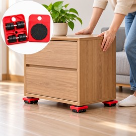 2-Piece Furniture Moving Roller Sliders – Red Wheeled Furniture Movers for Cabinets, Sofas & Household Relocation