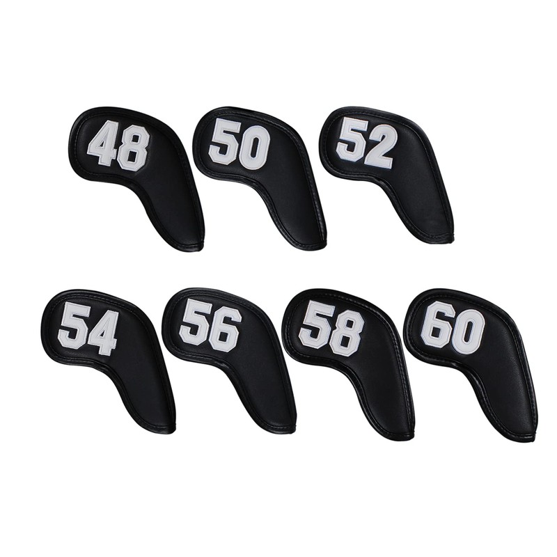 Prof 7Pcs Leather Wedge Golf Iron Head Covers Protective Club