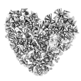 Vogueing Tool Spikes Punk, 100PCS Metal Spikes Studs Punk Spikes Rivet Black Craft Cool Punk for DIY Bags Leather Bracelets Clothing Shoes etc
